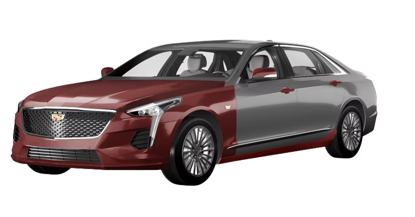 Track Pack PPF coverage diagram — full front + rocker panels + A-pillars + door cups